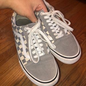 Gray & white checkered old school vans💕